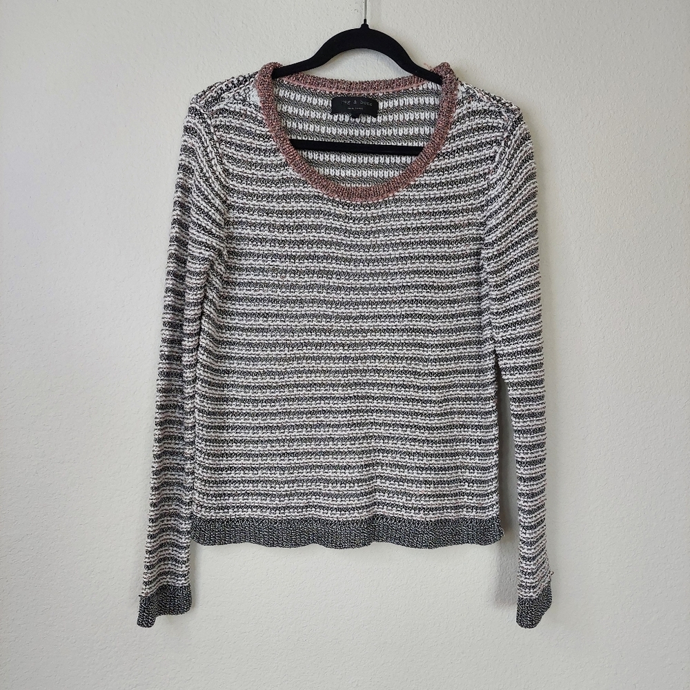 Rag and Bone Striped Metallic‎ Long Sleeve Sweater Size Small